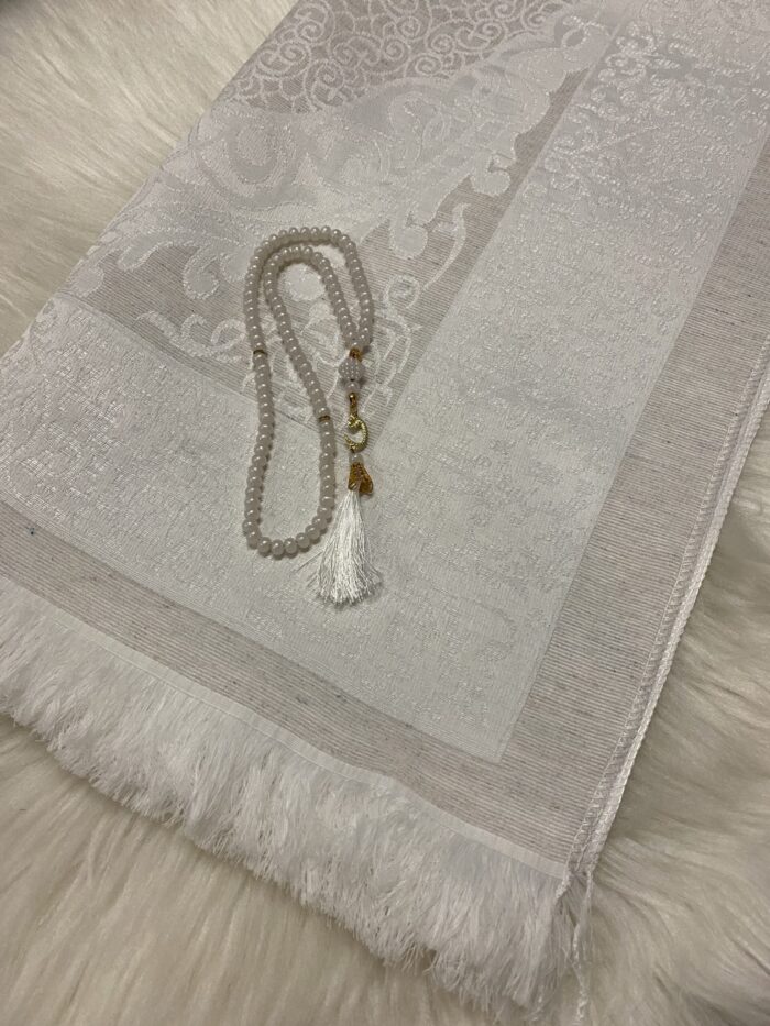Eid-Geschenk Kaaba Box mit Gebetsteppich und Gebetskette weiß – Bild 4