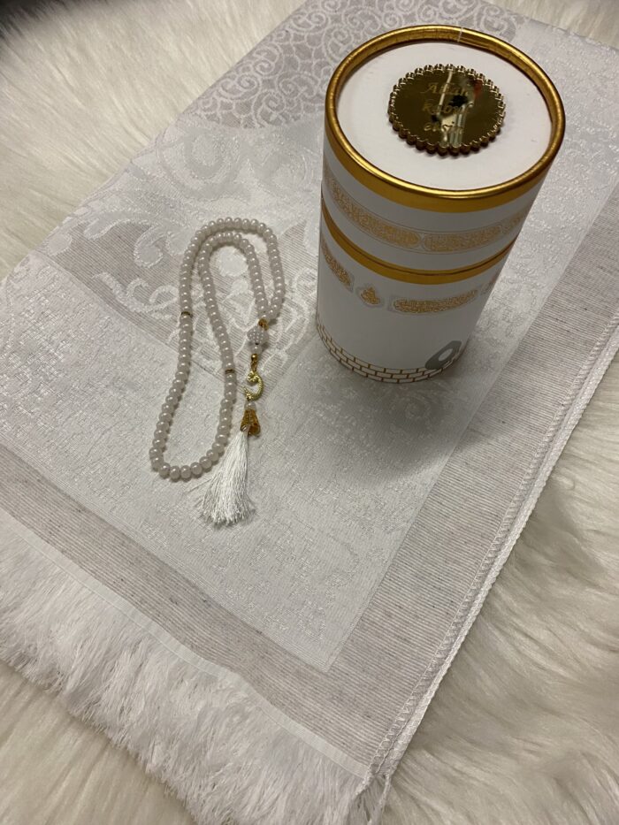 Eid-Geschenk Kaaba Box mit Gebetsteppich und Gebetskette weiß – Bild 5